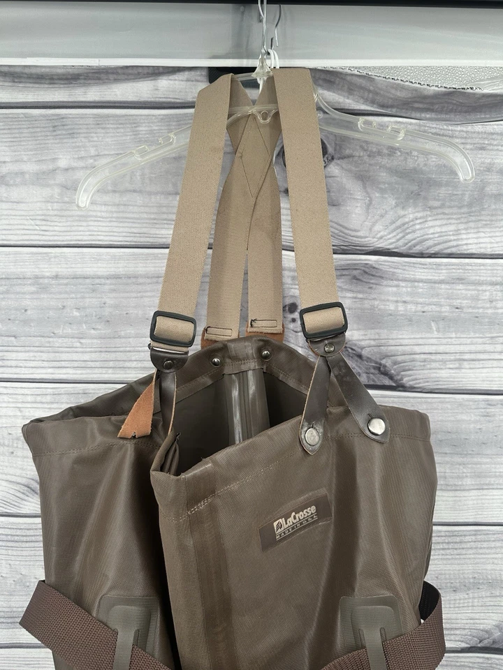 LACROSSE FULL BOOT CHEST WADERS - MEN'S XL BOOT SIZE 10 - BROWN - MADE IN USA - Image 2 of 4