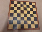 Chess Set with wooden board, appears to be Chinese dark blue & white game pieces — photo 3