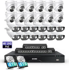 ZOSI 32CH 4K Outdoor PoE Security Camera System 24x8MP IP Camera 2 Way Audio 8TB