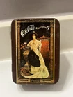 Coca Cola Hinged Vintage Tin Box Soda Advertisement Small 5”x3.5” Coke Trinket