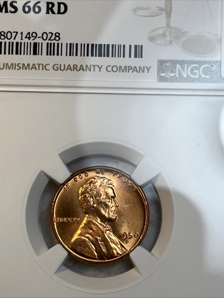 1950 - D Lincoln Wheat Penny 1 Cent NGC Certified Graded MS66 RD Coin Beauty - Image 4 of 4