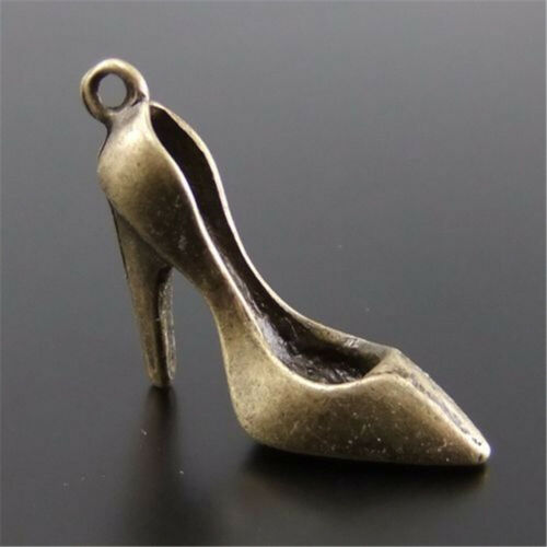 20 Retro Bronze Alloy High Heel Shoe Charm Pendant Bracelet Jewelry DIY 19*15mm - Afbeelding 1 van 4