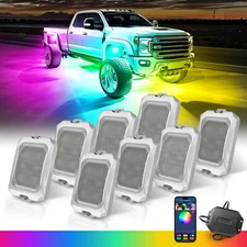 MICTUNING 8 Pods LED Rock Lights RGB+IC Chasing Color Underbody Glow Light Kits
