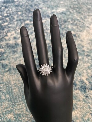 Sliver Sunny Sun Adjustable Opening Fidget Ring Anxiety Crystal Spinning Ring