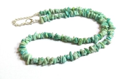 Natural Amazonite Smooth Uncut Chips Gemstone Beaded Unisex Long Necklace 24''
