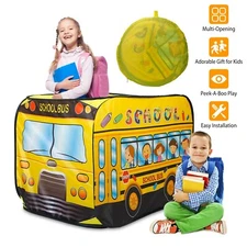 School Bus Kids Play Tent Playhouse Indoor Outdoor Pop Up Play Pretend Vehicle