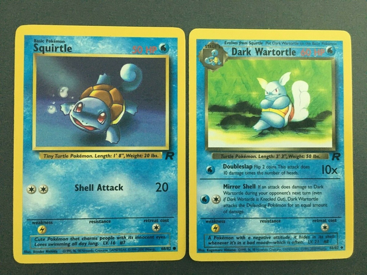 POKEMON Dark Wartortle 46/82 and Squirtle 68/82 Uncommon Team