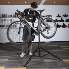 Foldable Bike Repair Stand Tripod Rack Bicycle Maintenance Floor Workstand Black