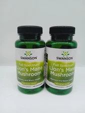 2-Pk Swanson Herbal Supplement Lion's Mane Mushroom 500 mg 60 Cap Exp 11/26