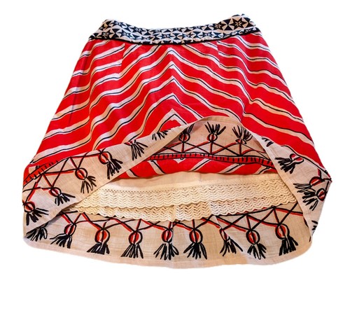 Anthropologie We Love Vera Stars and Stripes Red Black Skirt Tassel Size 2 - Picture 2 of 5