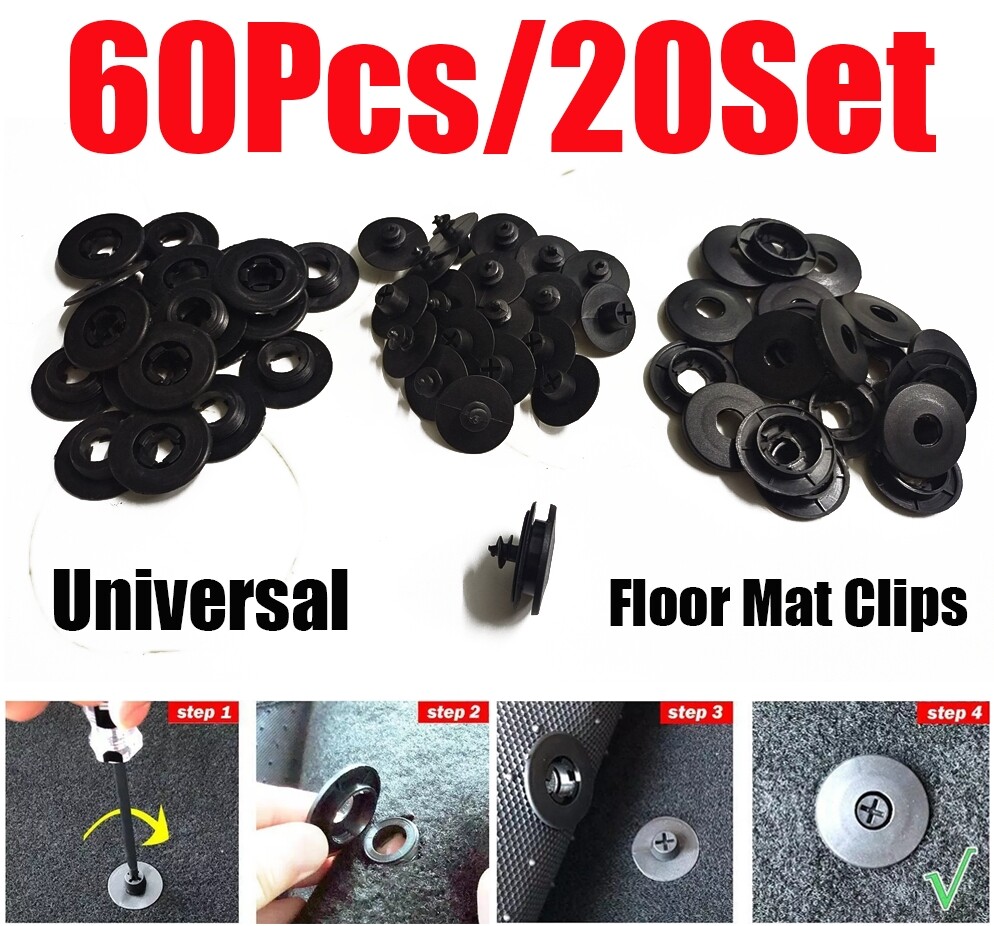 60Pc/20Set Car Auto Floor Mat Carpet Antiskid Fastener Clips Stay Retainer Screw