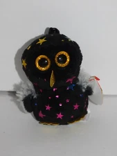 Hyde Owl Plush Keychain Halloween Black Stars Ty Beanie Boo Shiny