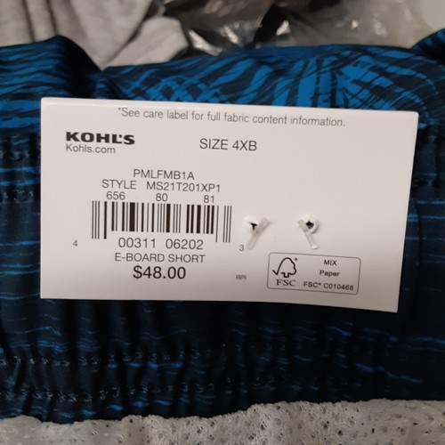 Sonoma Mens Swim Trunk Board  Shorts Blue Size 4XB Pockets NWT - Picture 4 of 4