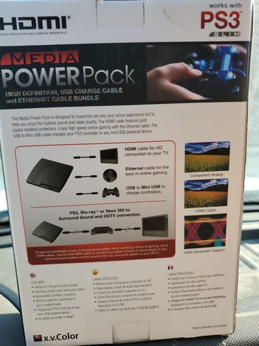 DreamGEAR Media Power 3IN1 CABLE PACK HDMI USB TO MINI USB ETHERNET PS3 SLIM - Picture 2 of 3