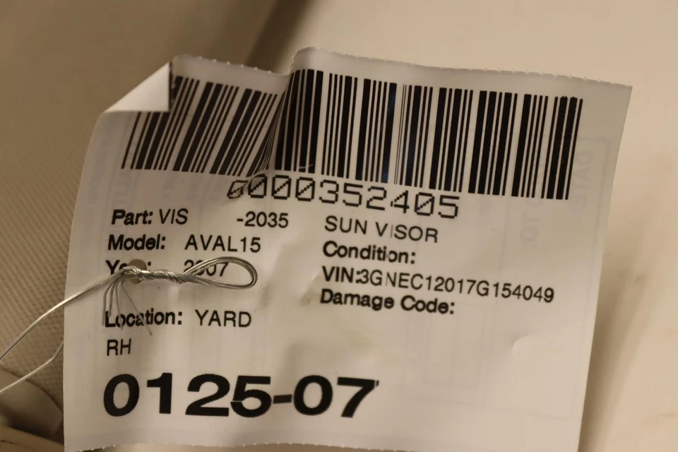 Parasol Chevy Avalanche 2007-2013 lado del pasajero delantero derecho OEM Foto 4 de 4