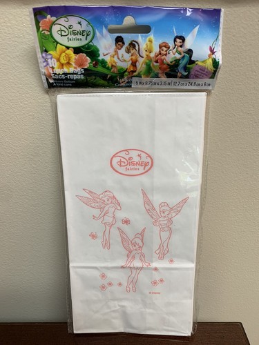 New Pink Disney Fairies Lunch Treat Paper Bags Square Bottom Sacks - 10 Count - 第 1/3 張圖片