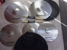 Low Volume Cymbals 5 Pack w/ Gig Bag 14" Hats 16" + 18" Crashes 20" Ride +Sticks