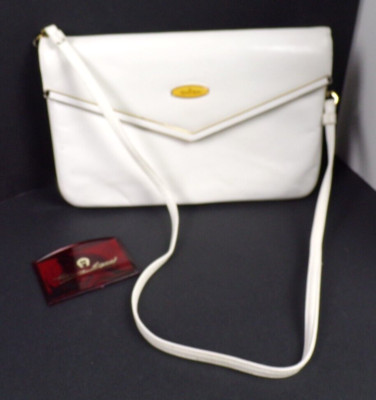 Vtg Etienne Aigner White Leather Convertible Handbag Shoulder Purse w/ Mirror