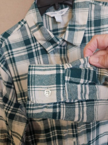 OLD NAVY CAMICIA DONNA FIDANZATO MANICHE LUNGHE VERDE E BIANCO A QUADRI TAGLIA LG #4520 - Foto 4 di 8