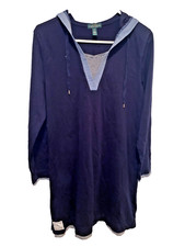 Lauren Ralph Lauren Long Sleeve Sailor Collar Hooded Dress Womens sz M Blue