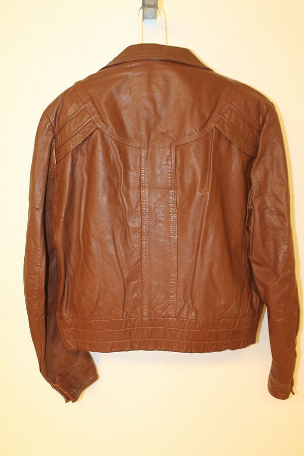 MENS WILSONS VINTAGE CINNAMON BROWN LEATHER JACKET SZ 46 image 4