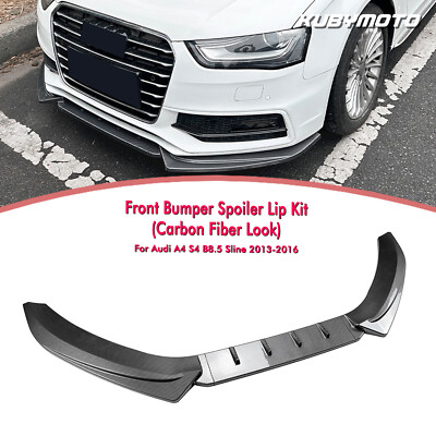 Carbon Fiber Look Front Bumper Spoiler Lip For Audi A4 S4 B8.5 Sline 2013-2016
