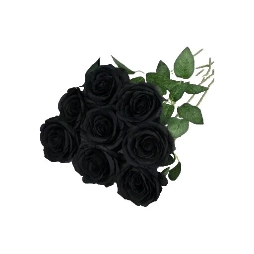 Negro 100% Seda Decoración Floral