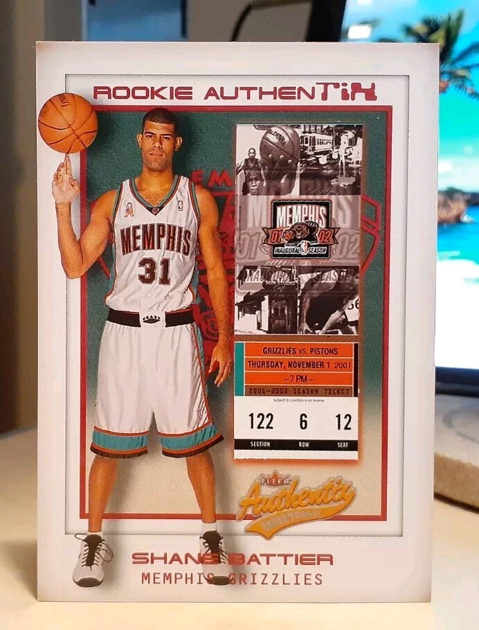 2001-02 Fleer Authentix 0801/1250 Shane Battier #111 Rookie RC DUKE GRIZZLIES