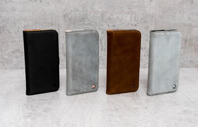 Porter Riley - iPhone 14 Pro Original Nubuk Leder Ständer Geldbörse Etui
