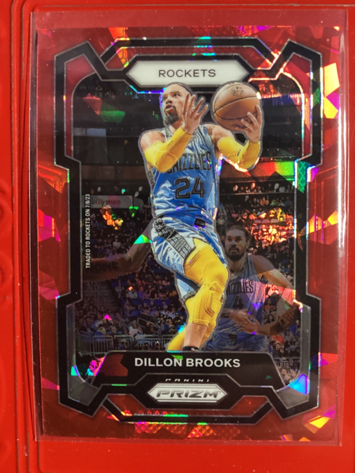 Dillon Brooks  2023-24 Panini Prizm Red Cracked Ice Prizm #68  Houston Rockets