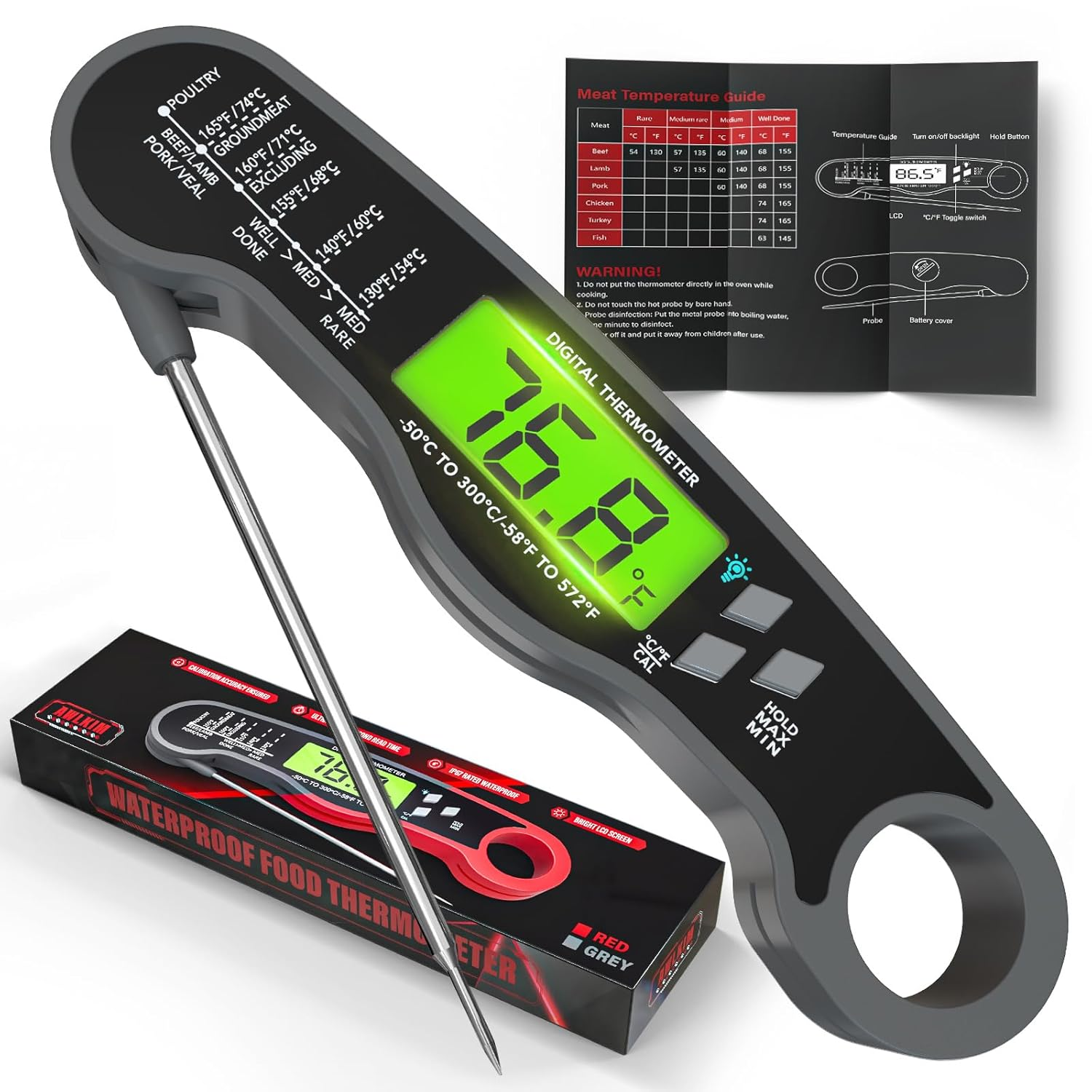 Meat Thermometer Digital - Fast Instant Read Food Thermometer for Cooking, Candy-image