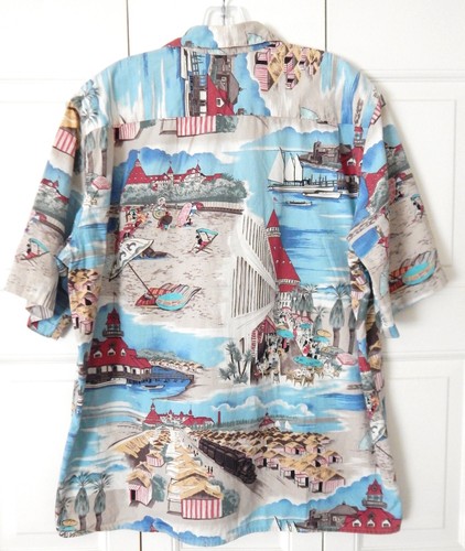 Reyn Spooner Retro Hawaiian Short Sleeve Shirt - Beach Train Ships - Mens L - Picture 2 of 3