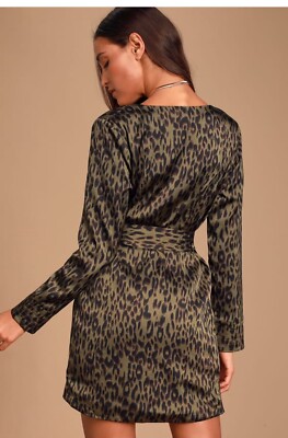 Women's Small NWT Lulus Dare You Olive Green Leopard Print Wrap Dress | eBay Women's Small NWT Lulus Dare You Olive Green Leopard Print Wrap Dress | eBay