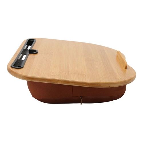 Escritorio para computadora portátil de madera de bambú para computadora portátil de hasta 15,6 pulgadas con almohada ajuste de cushi - Imagen 2 de 24