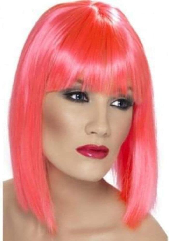 Ladies Neon Pink Glam Wig