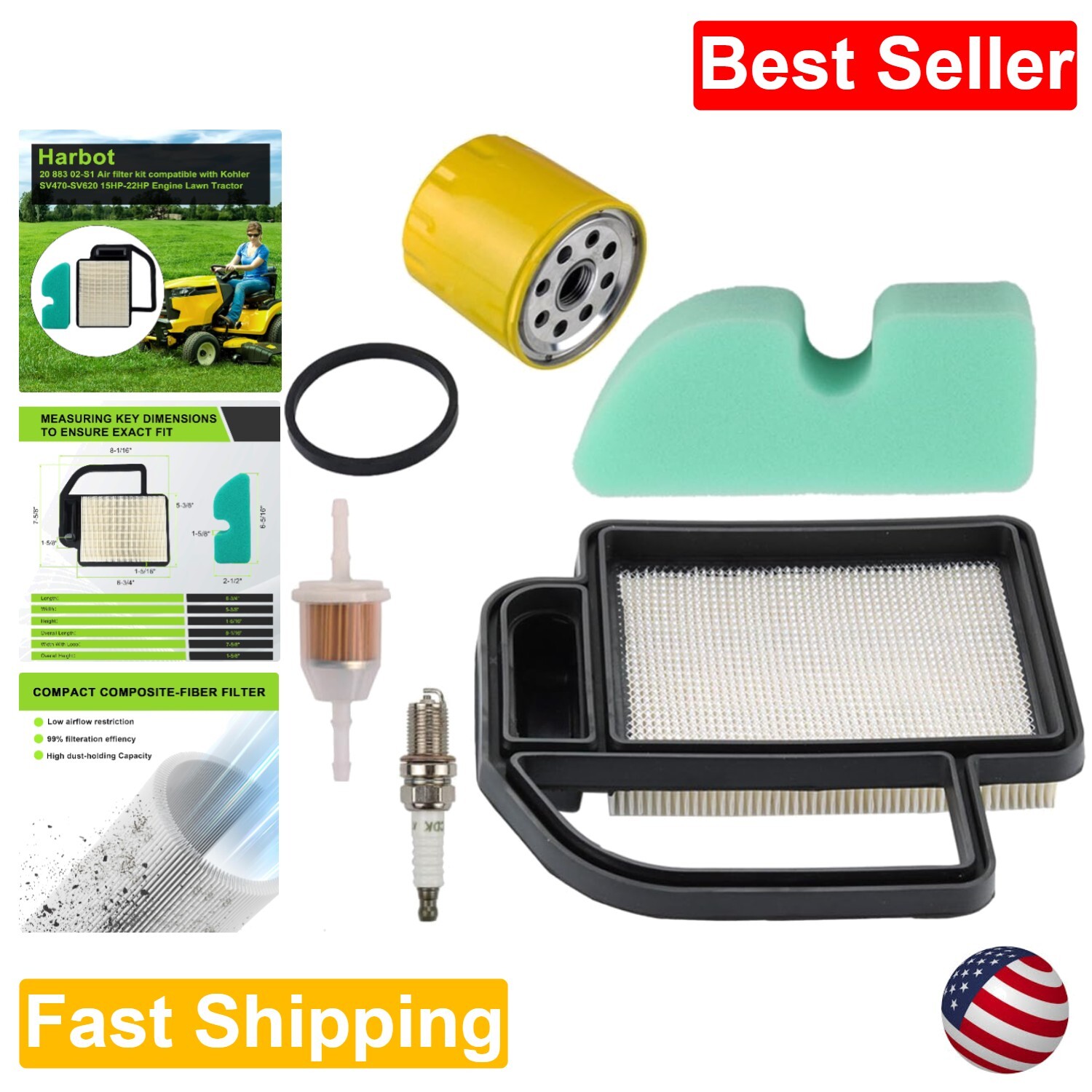 High-Performance Air Filter Kit for Cub Cadet LTX 1040 Tractor