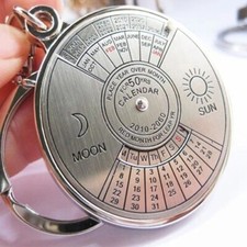 50-Year Perpetual Calendar Keychain   Silver Alloy Rotating Keyring Keyfob 2007