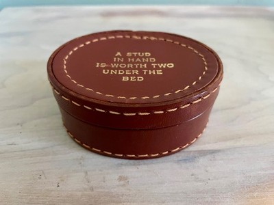 Vintage Leather Trinket Stud Box 'A Stud In Hand Is Worth Two