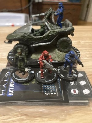 Halo Action Clix Battle Dame aged Warthog Lot W Figures Map Cards Tokens