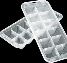 Ice Cube Tray Pack of 2 Strong Plastic Ice Mould 12 Cavity Cocktails Drinks