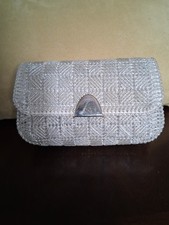 Silver Sparkly Clutch Evening Bag Purse Wedding