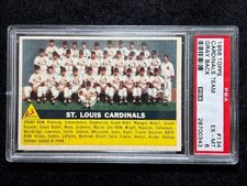 1956 Topps St Louis Cardinals Team Card #134 PSA 6 Gray Back Musial Schoendienst