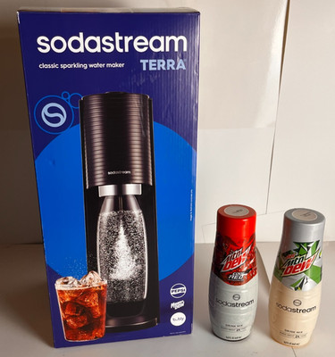 SodaStream Terra Soda Machine Sparkling Water Maker Kit, Black + Mountain Dew