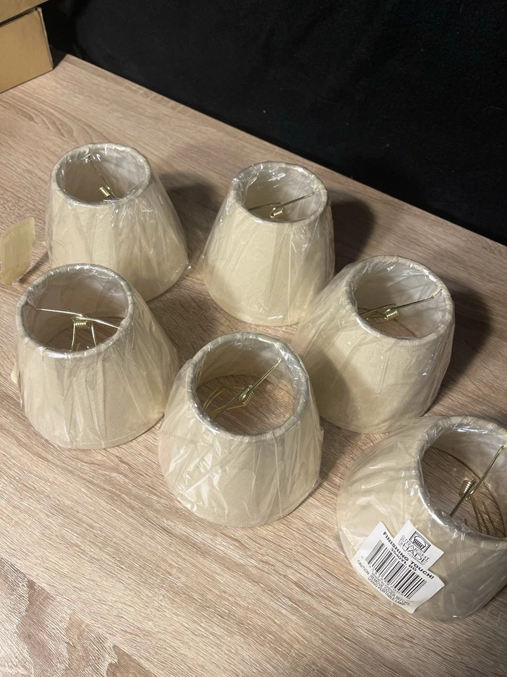 Комплект из 6 абажуров для люстры 4 дюйма мини-зажим для ствола натуральный бежевый - Изображение 2 из 4