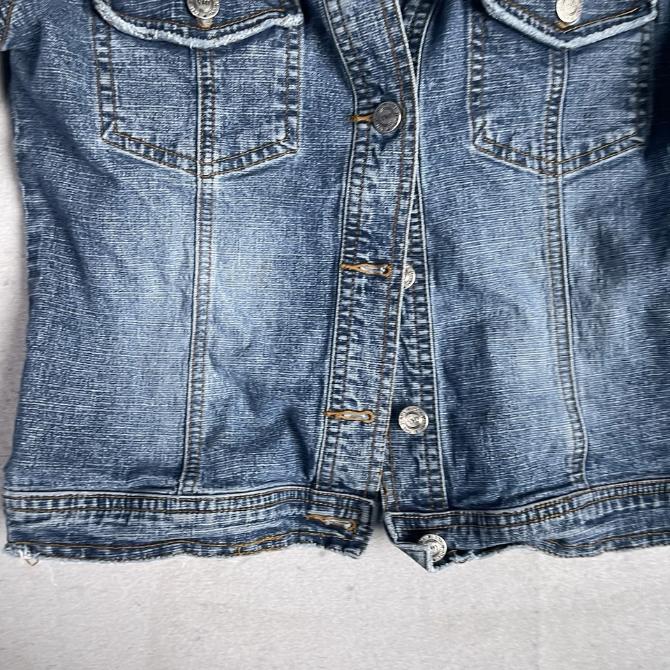 YMI Jeans Chaqueta Vaquera Recortada Denim Para Mujer M Mediana Azul Bolsillos Abotonados Larga Foto 4 de 4
