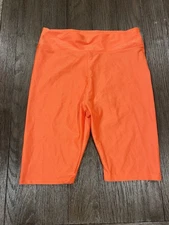 Mens Bodybuilding Shiny Spandex Tights Compression Shorts Orange XL
