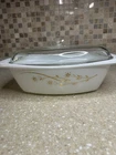Pyrex Vintage 058 Golden Honeysuckle 4 Qt Deep Casserole Dish and 501 Verde