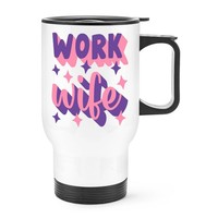 Arbeit Ehefrau Reisetasse Tasse Griff Liebe Spass Valentinstag Geburtstag Lustig