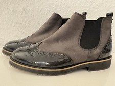 Paul Green Nubuk Lack 4 / 37 Chelsea Ankle Boots Budapester Stiefeletten 9036