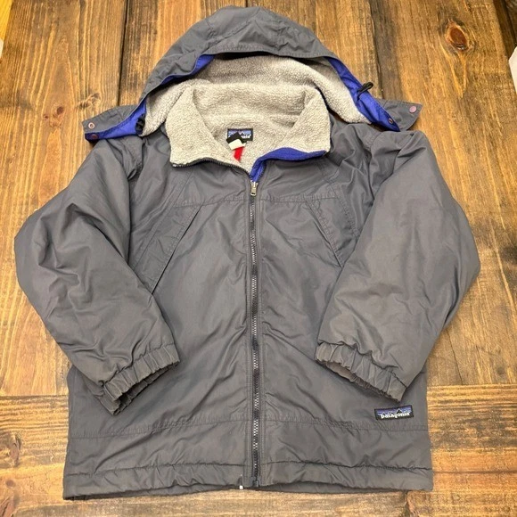 Patagonia Kids Insulated Winter Jacket Fleece Lined Hooded Gray Size M 10